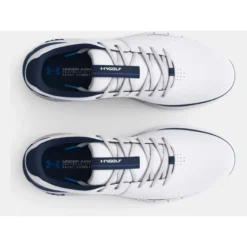 Under Armour Men's UA HOVR Fade 2 SL Spikeless Golf Shoes - White/Academy -Golf Equipment Store 3026970 101 TOE