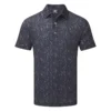 FootJoy Digital Camo FJ Print Lisle Golf Polo Shirt - Navy -Golf Equipment Store FootJoy SS22 Digital Camo FJ Print Lisle Golf Polo Shirt Navy 88436 Front