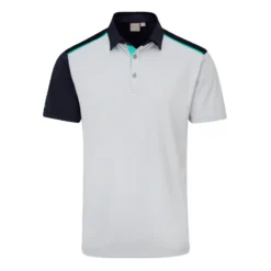 Ping Mack Golf Polo Shirt - Pearl Grey/Navy