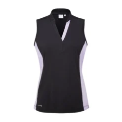 Ping Ladies Bardot Sleeveless Polo Shirt - Black/Cool Lilac