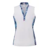 Ping Ladies Bardot Sleeveless Polo Shirt - White/Laguna Multi -Golf Equipment Store P93610 BARDOT WHITE LAGUNA MULTI 01