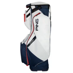 PING Traverse Golf Cart Bag - Platinum/Navy/Red -Golf Equipment Store Traverse Platinum Navy Red Side