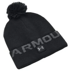 Men's Under Armour Halftime Fleece Pom Golf Beanie - Black/Pitch Gray/Pitch Gray