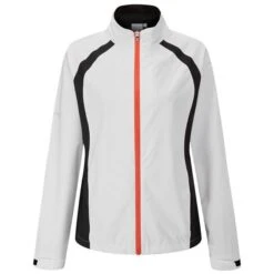 Ping Ladies Freda Waterproof Golf Jacket - White/Black/Flame