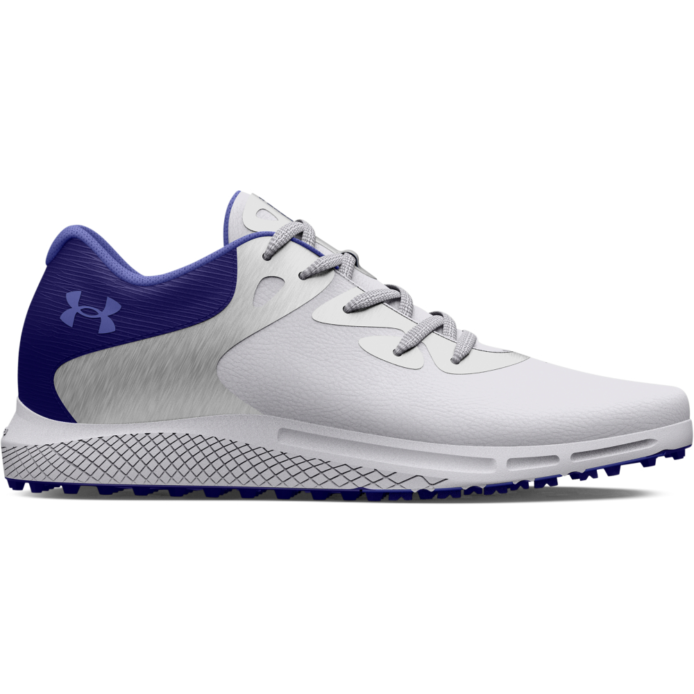 Under Armour Charged Breathe 2 SL Ladies Golf Shoes - White/Silver/Blue 3 Under Armour Charged Breathe 2 SL Ladies Golf Shoes - White/Silver/Blue